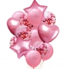 Balony - Gwiazdki, serca 1264 (różowe)