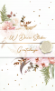 Karnet LUX-64 "W Dniu Ślubu, Gratulacje" (różowe kwiaty, paproć, stempel)