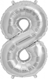 Balon cyfra srebrna - 8